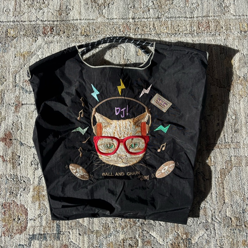 Ball and Chain Cat & Music DJ Tote Bag